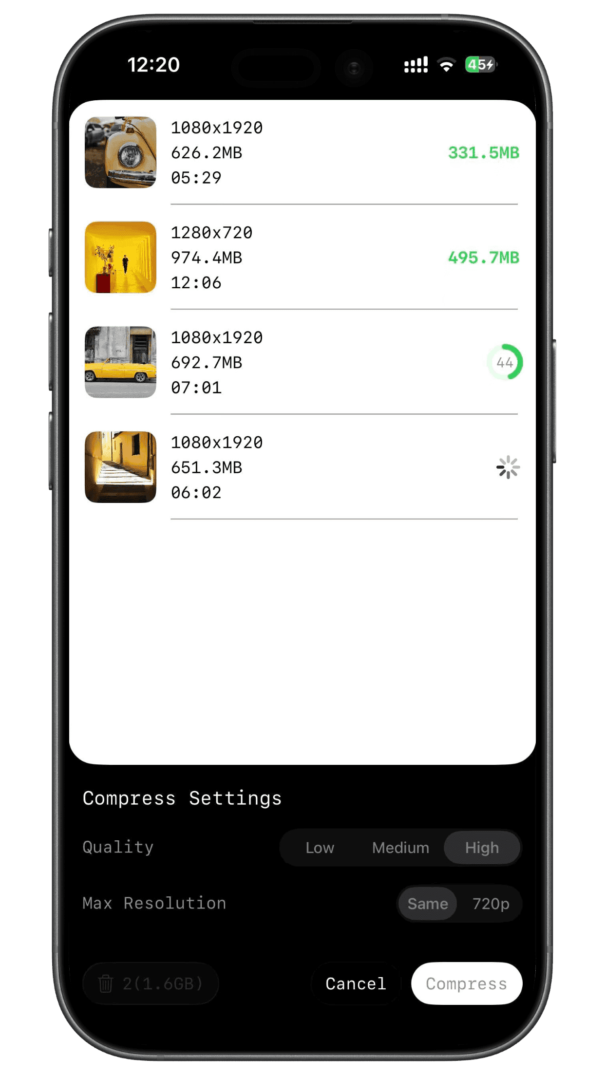 Video processing progress